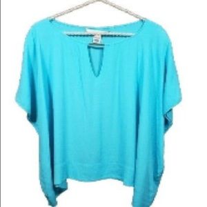 Authentic Diane Von Furstenberg size P poncho turquoise with silver bar